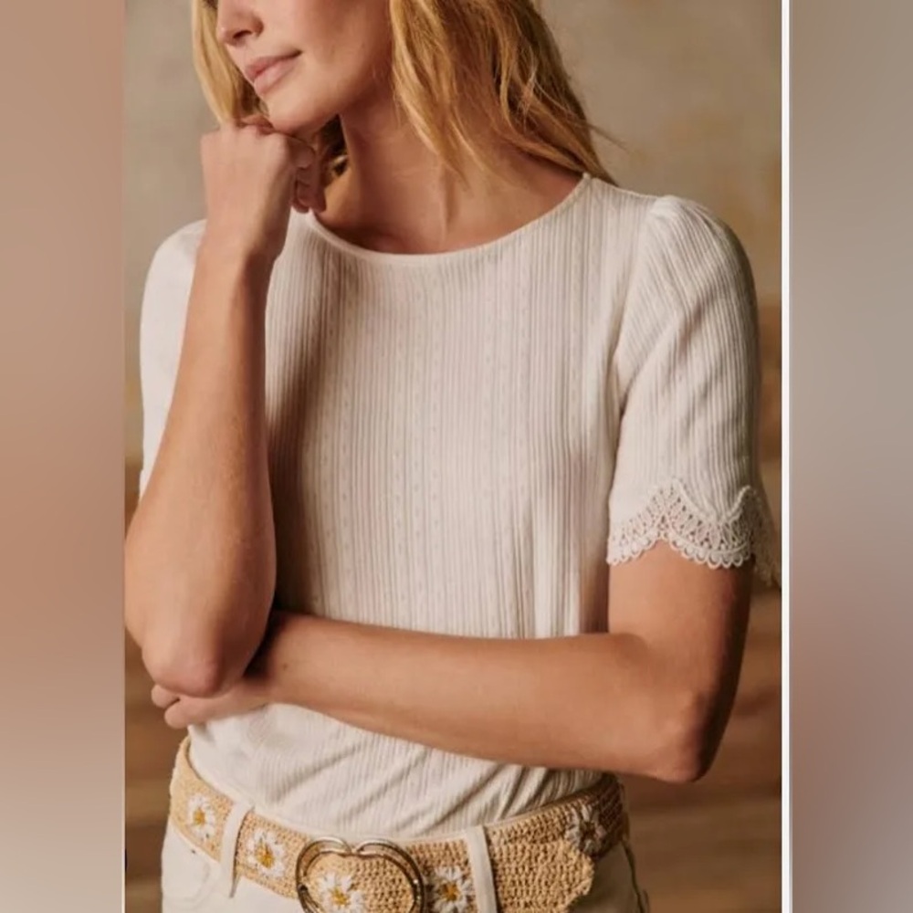 Sezane Cléa T-shirt Écru. - Size S